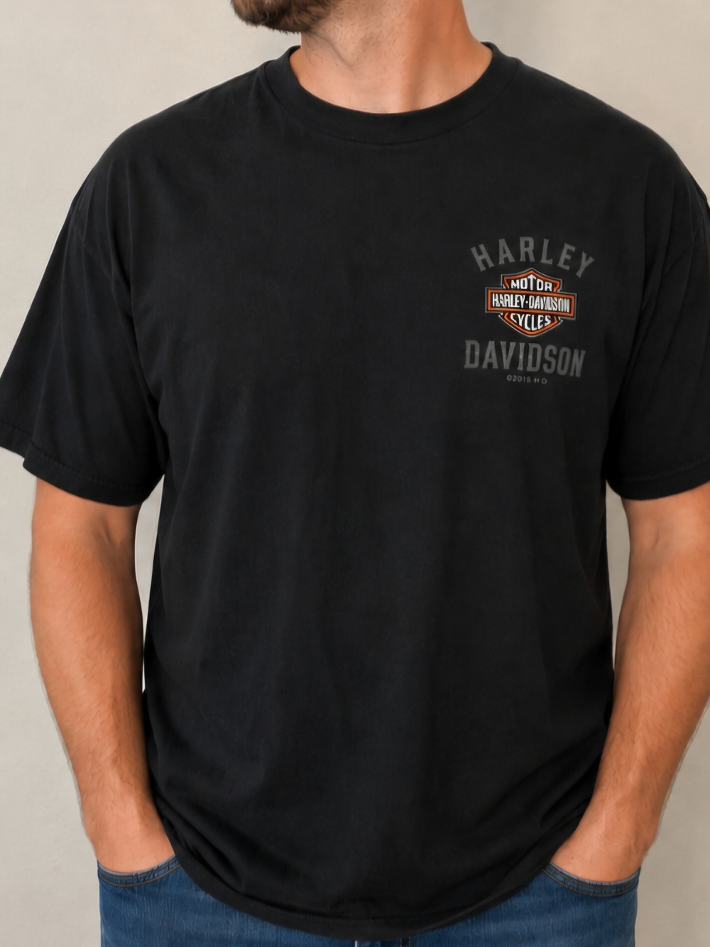 Harley-Davidson Black Short-Sleeve Tee with Chest Shield Logo